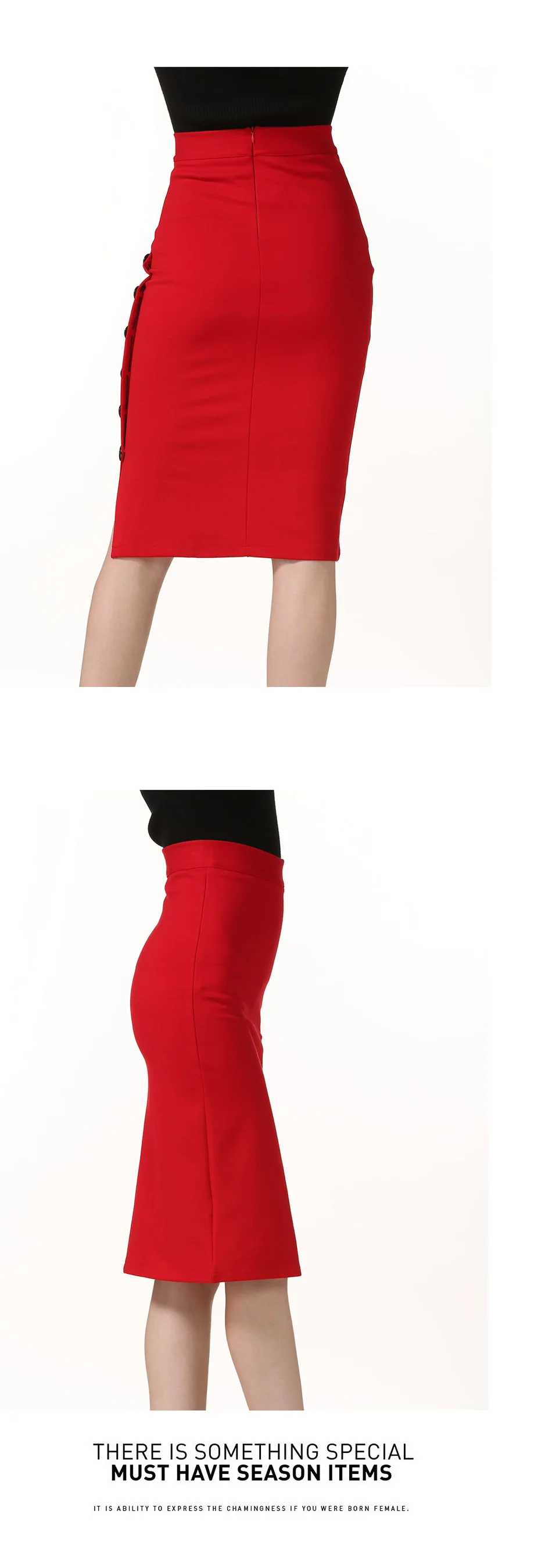 QIUXUAN, женские юбки-карандаш размера плюс 5XL, летняя, осенняя, сексуальная, посылка, юбка в бедрах, с боковой пуговицей, OL, юбки с высокой талией