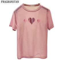 Женская летняя новая сексуальная блестящая футболка с круглым вырезом и коротким рукавом, Женская Повседневная Свободная эластичная мягкая Высококачественная футболка Y269