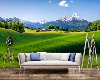 

beibehang tapety living room decoration Green rural landscape wallpaper high silk fabric background wallpaper for kids room