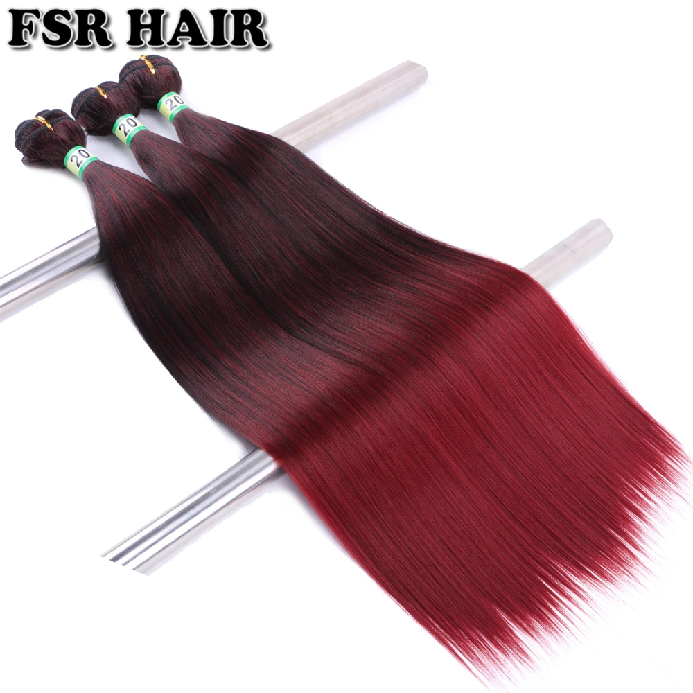 

100 gram one piece Black to burgundy blue Red Green Synthetic hair extension Straight hair bundle for women