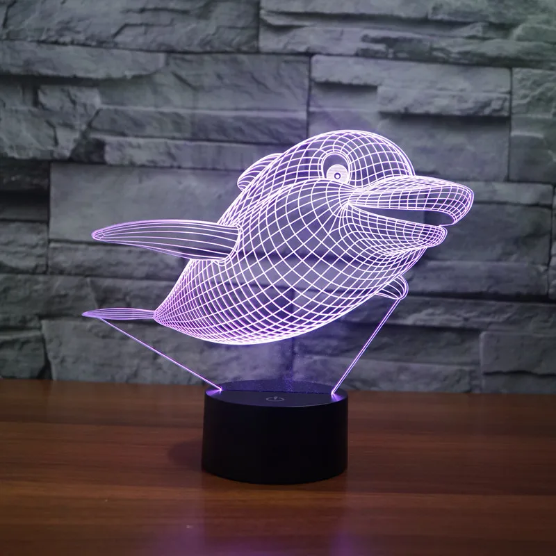 

3D LED Dolphin Cute Animal Night Light 7 color change USB lamp NightLight Acrylic Colorful Gradient Atmosphere Lamps lightings