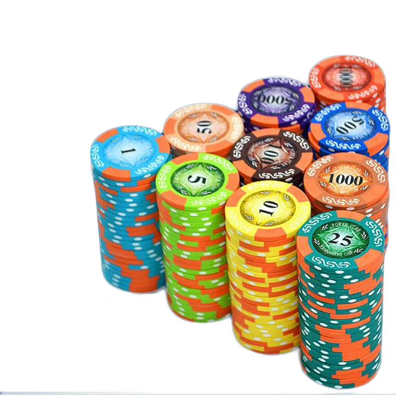 

100Pcs/set 11.5g Clay Triple Crown Dice Poker Chips Poker Game Board Game Party Fun Gambling Currency