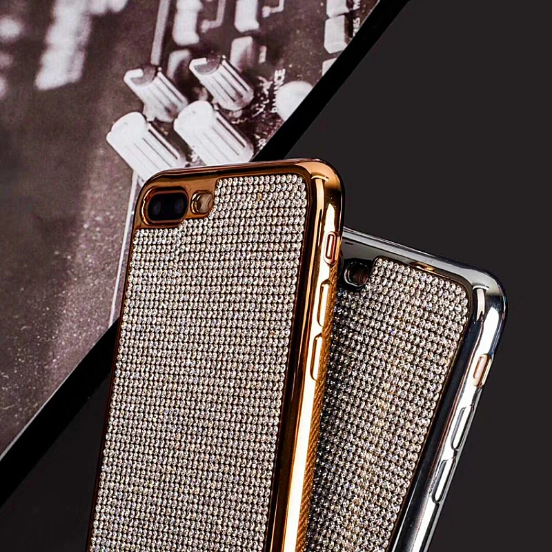 Luxury Bling Glitter metal diamond case for iPhone X 7 8 6 Plus 5.5 inch rhinestone (2)
