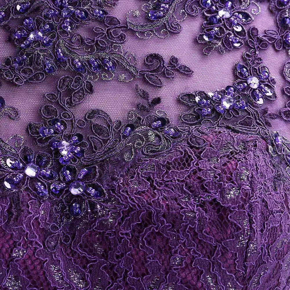 Short Purple Tulle Homecoming Dress with Beaded Lace and Crystals | Mini Graduation Dress | Cute & Affordable Homecoming Gown image 5