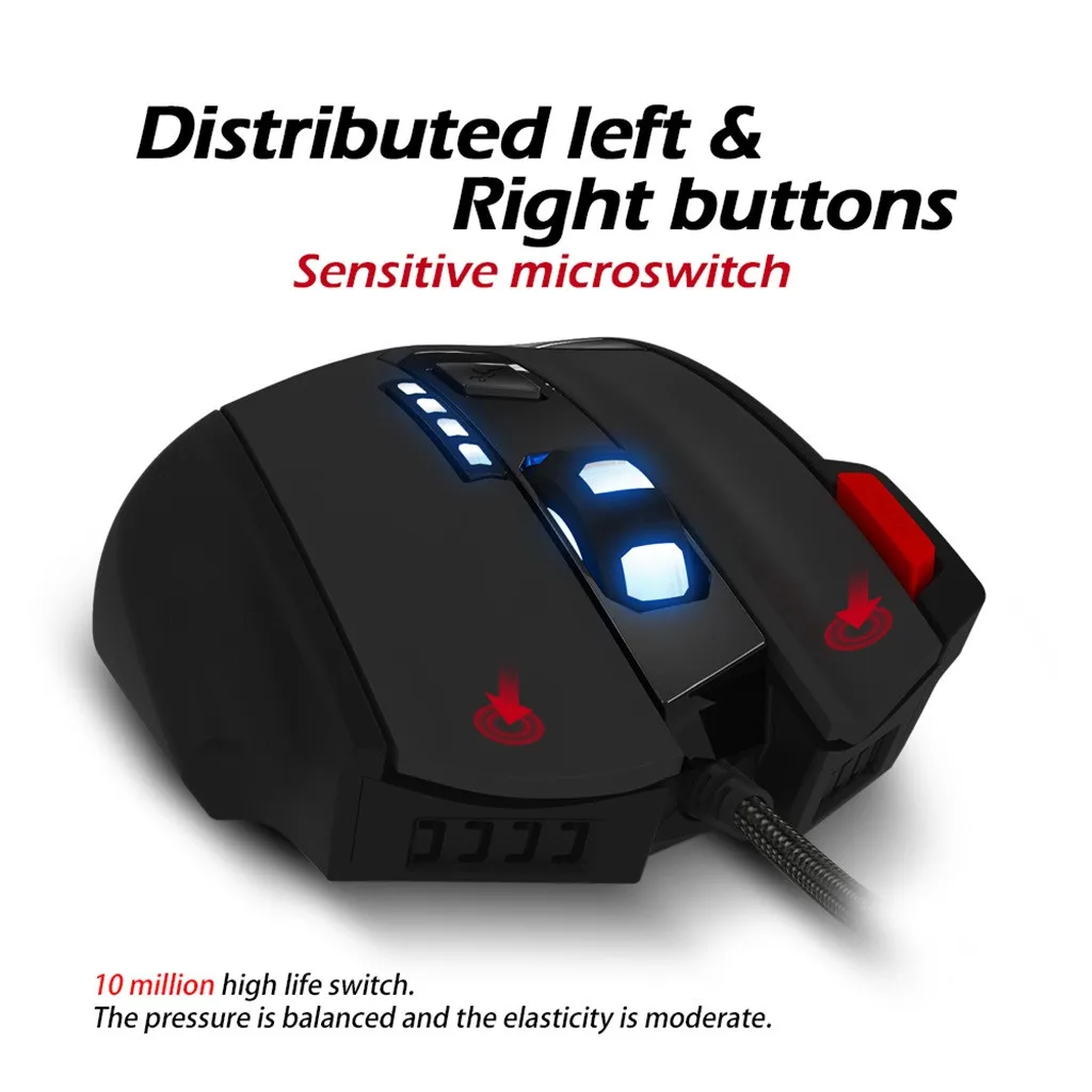 

VOBERRY Applicable To Zelotes T-60 7200 DPI Optical Precision Positioning 7 Buttons USB LED Color Cable Professional Game Mouse