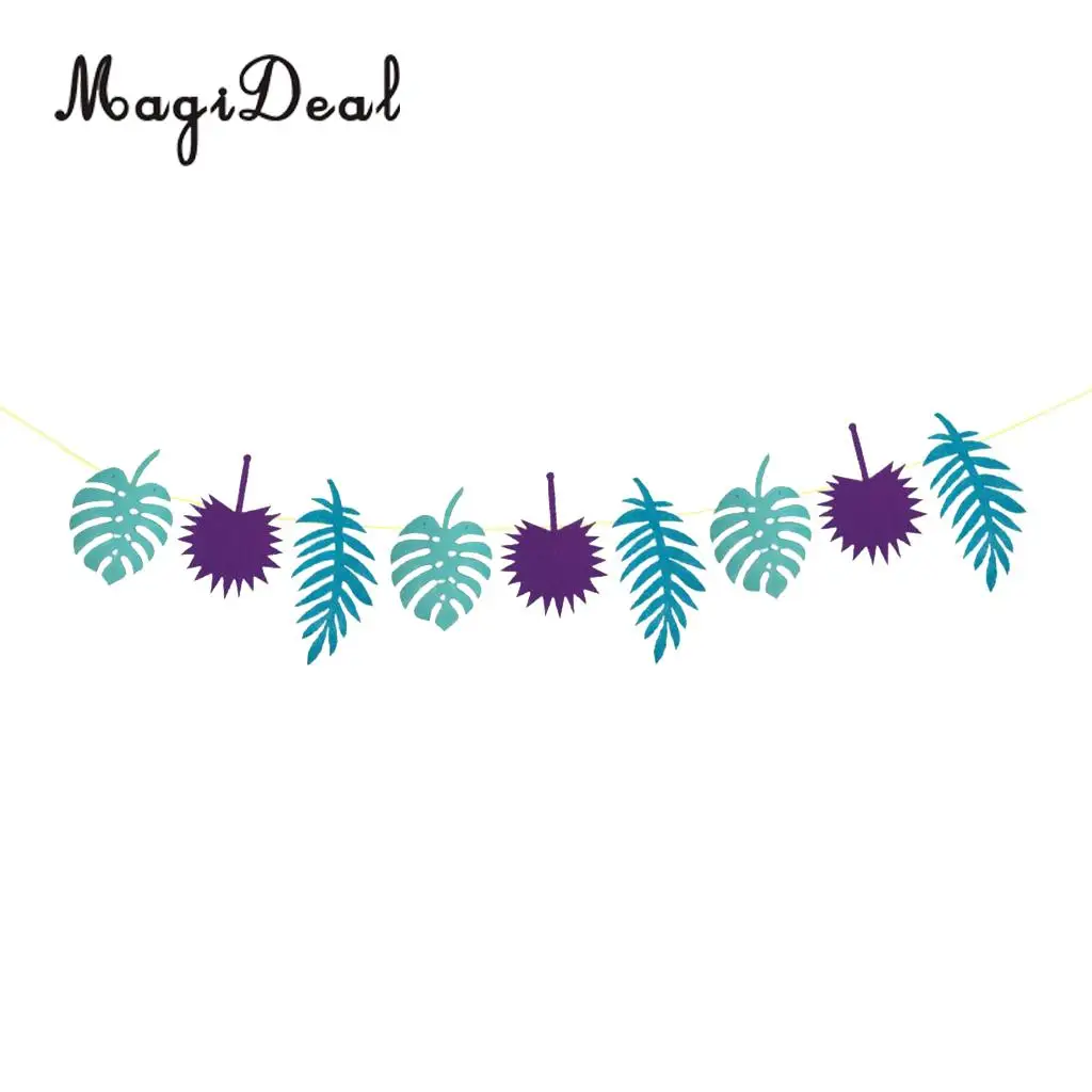Hawaiian Tropical Leaves Leaf Bunting Banner Garland Summer Luau Party Supplier and Decor Boho Tiki Garland Sign Backdrop
