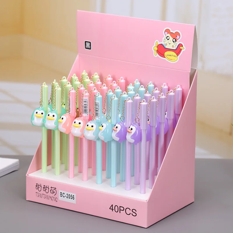 

4 Pcs/set Cute 0.5mm Black Ink Cartoon Animal Penguin Pendant Gel Pens School Stationery Sign Pens Supplies