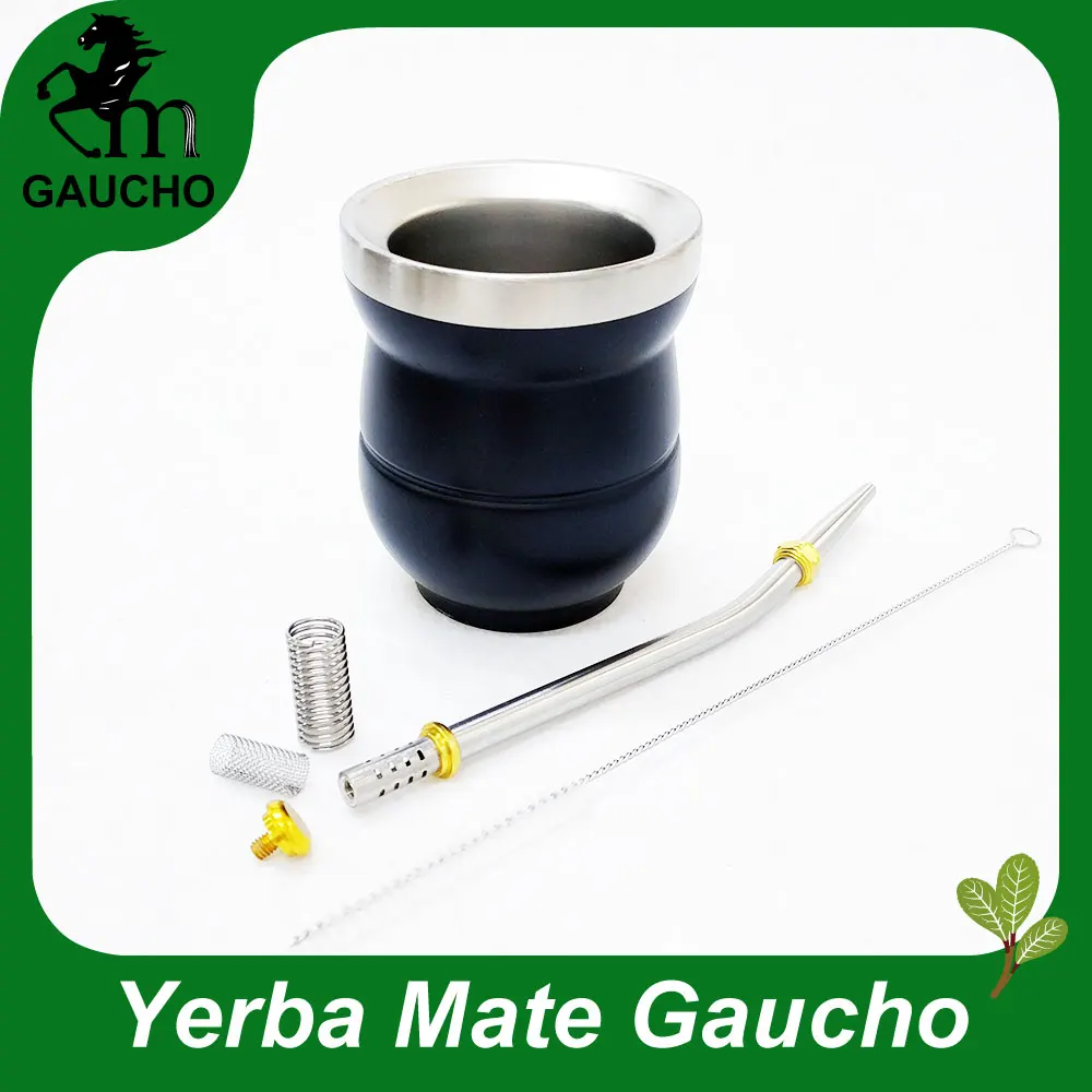 1 компл./лот Yerba mate Calabash наборы из нержавеющей стали тыквы двойная стена с трубка для травяного чая мате и щетка для чистки