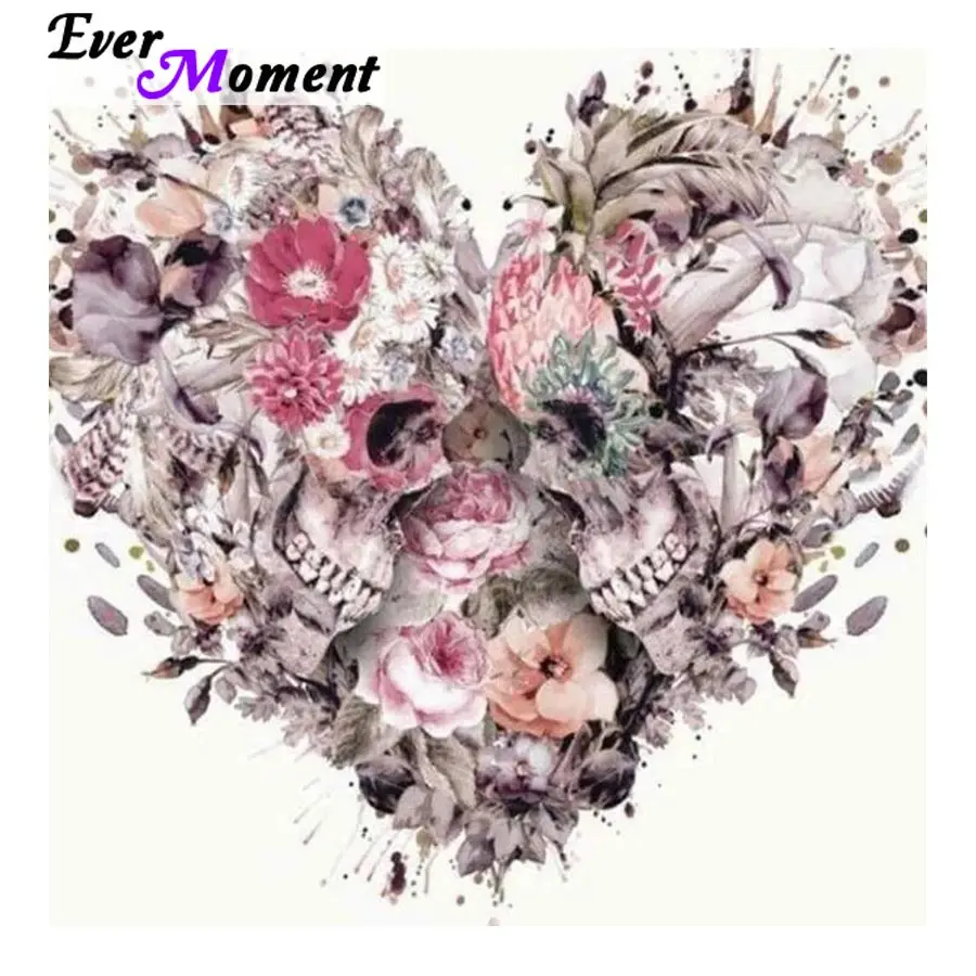Ever Moment DIY Алмазная вышивка крестиком череп цветы 5D алмазная картины полностью
