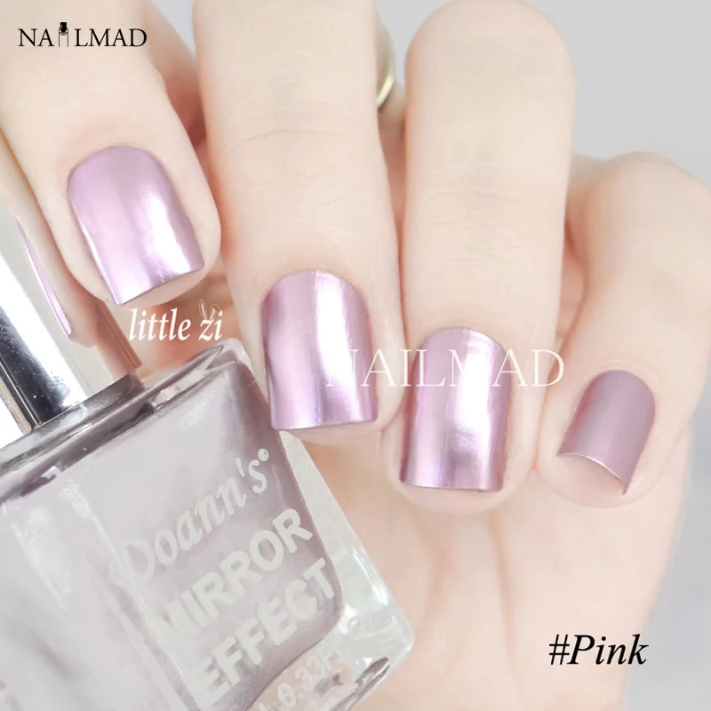 Buy 2 bottles 10ml Pink Mirror Nail Polish Metallic Nail Varnish Pink Nail