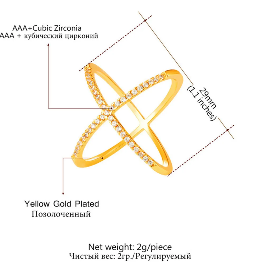 X кольцо крест кольцо с коробкой простой дизайн AAA+ кубический цирконий палец кольца R2561G