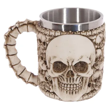 

1Piece Multi Skull with Skull Emblem Mug Decorative Tankard Gothic Skull Skeleton Bones Drinking Tea Cup