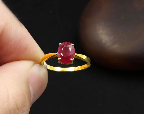 18 К желтое золото кольцо натуральный рубин драгоценный камень драгоценные обручальные кольца для женщин anniverary благородный