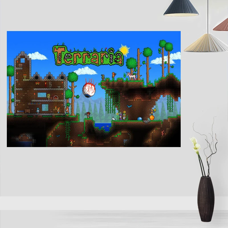 New Arrival Hot Terraria Posters On The Wall Modern Vertical Horizontal Rectangle Poster Silk Fabric Cloth Wall Art Unframed Painting Calligraphy Aliexpress