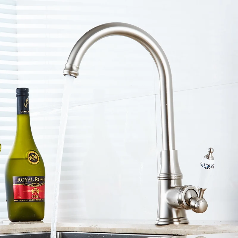Fapully Chinese Kitchen Faucet Brushed Nickel Ceramic Handle White Flower Painted Deck Mounted Water Tap Rotation Mixer 170-33N Fapully Chinese Kitchen Faucet Brushed Nickel Ceramic Handle White Flower Painted Deck Mounted Water Tap Rotation Mixer 170-33N