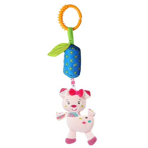 Cute Cartoon Animal Pendant Baby Stroller Cribs Toys Soft Plush Appease Doll Rattles For Infant Toddler Hanging Bed Bell Gifts - Цвет: cat