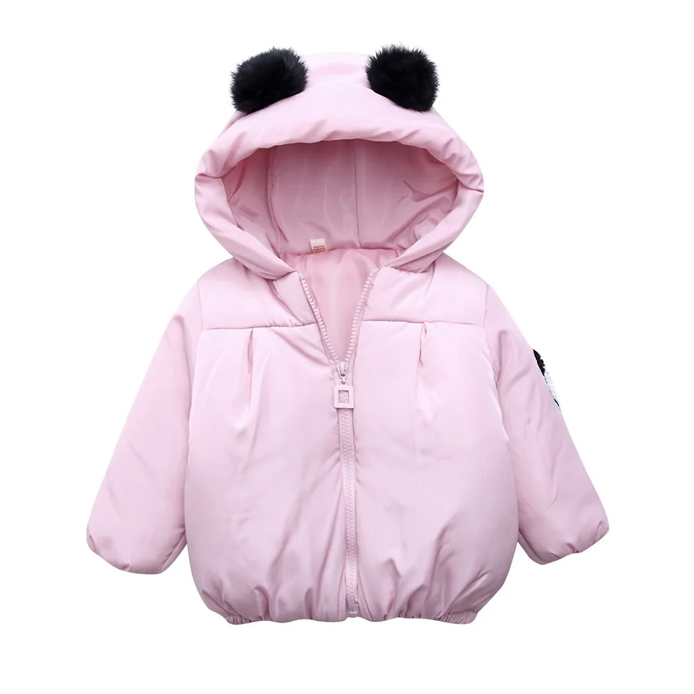 

ARLONEET Baby Girl Boy Cartoon warm pakas Autumn and winter warm and velvet Panda Solid Warm Hooded Windproof Coat Tops L0926