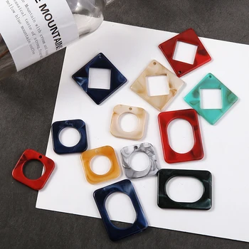 

DIY handmade jewelry accessories resin diamond corner rectangular hollowed out individual earrings pendant material