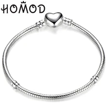 Homod Горячая сердечко серебряного цвета форма застегивающийся браслет-змейка браслет подходит бренд браслет для женщин Diy ювелирные изделия