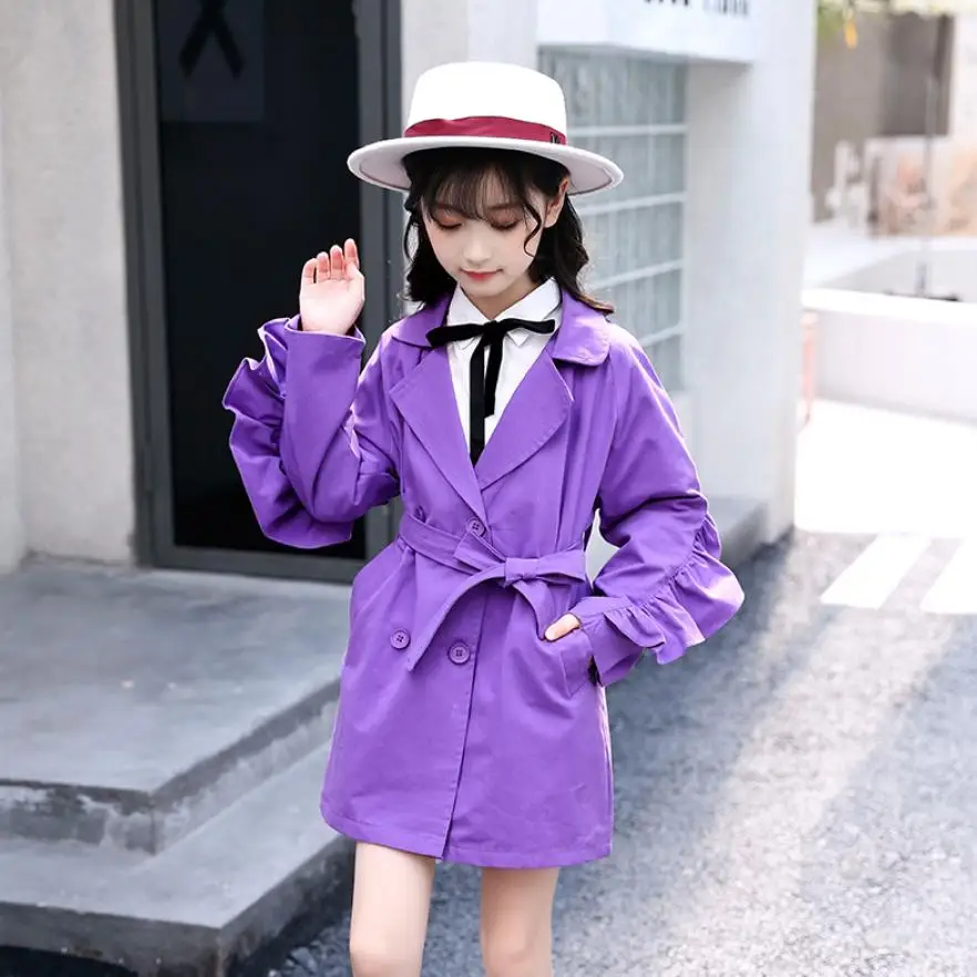 

Baby Girls Windbreaker Jacket Solid Ruffles Children Coat 2019 Spring New Print Kids Outerwear Long Sleeve Teens Jacket Y1345
