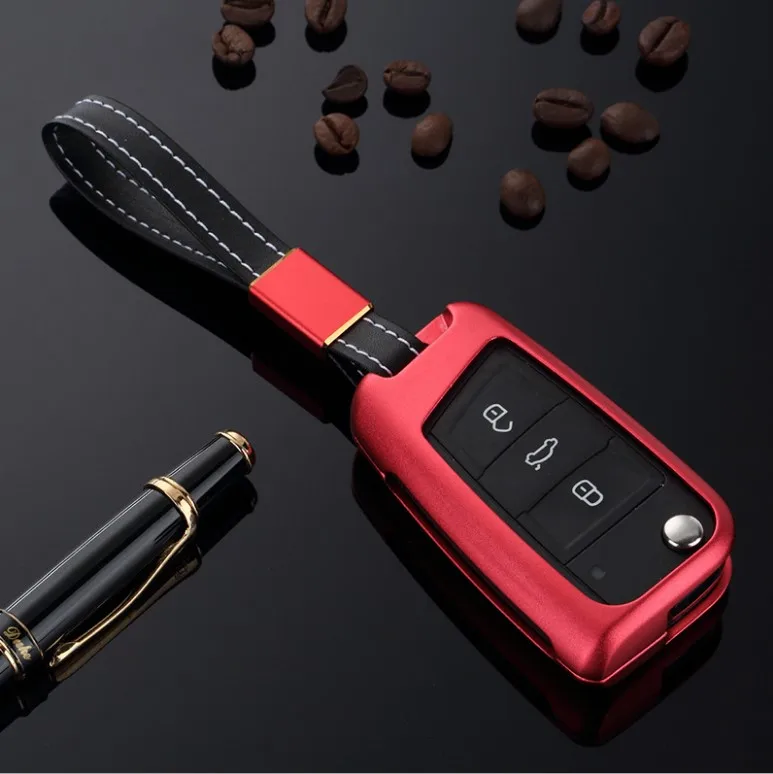 Gift Car Aluminium Alloy Key Holder Cover Case Chain For Skoda Octavia A7 Kodiaq YETI For VW Golf 7 MK7 T-ROC Seat Cuptra Combi