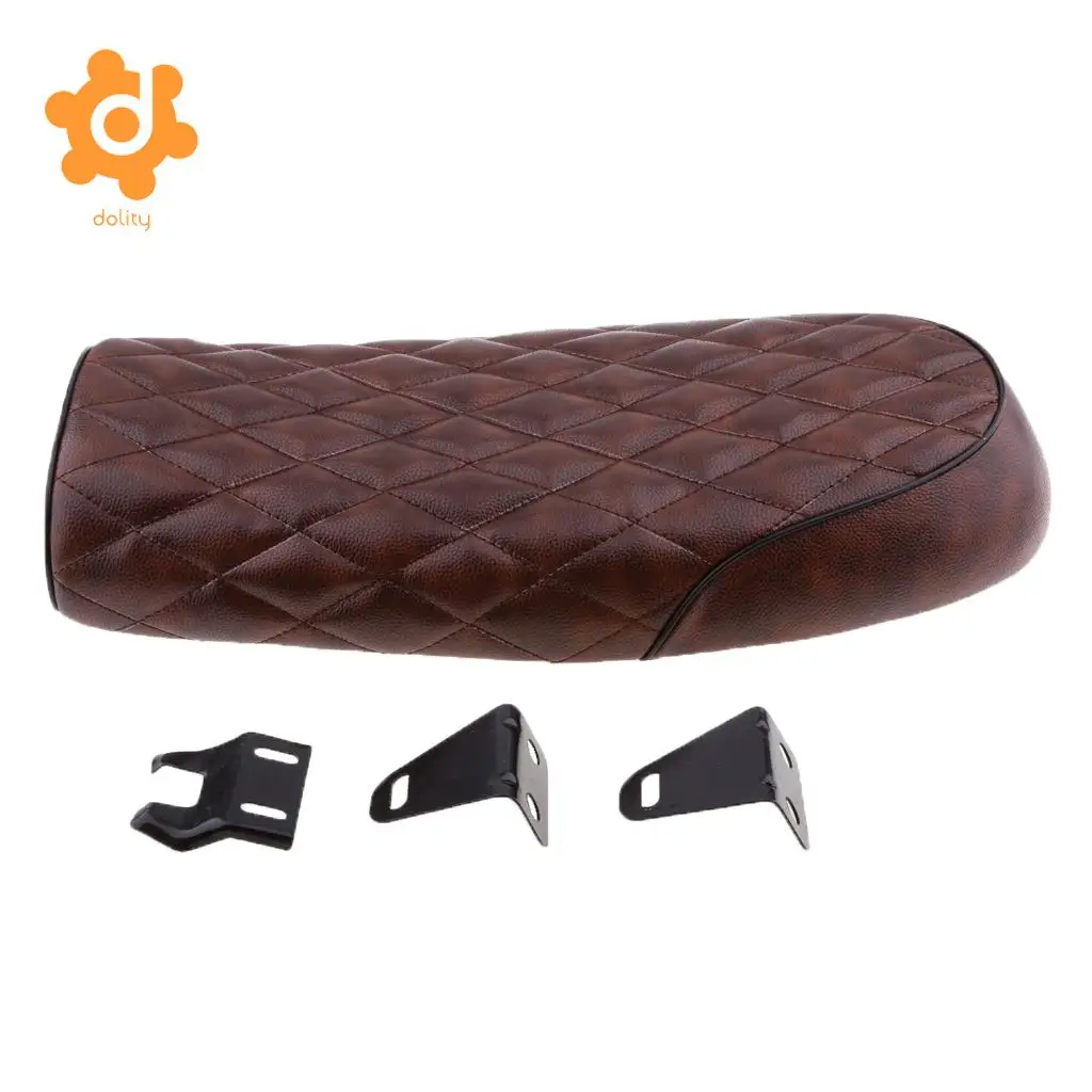 dolity Universal Brat Diamond Flat Cafe Racer Seat Vintage Motorcycle Saddle Black