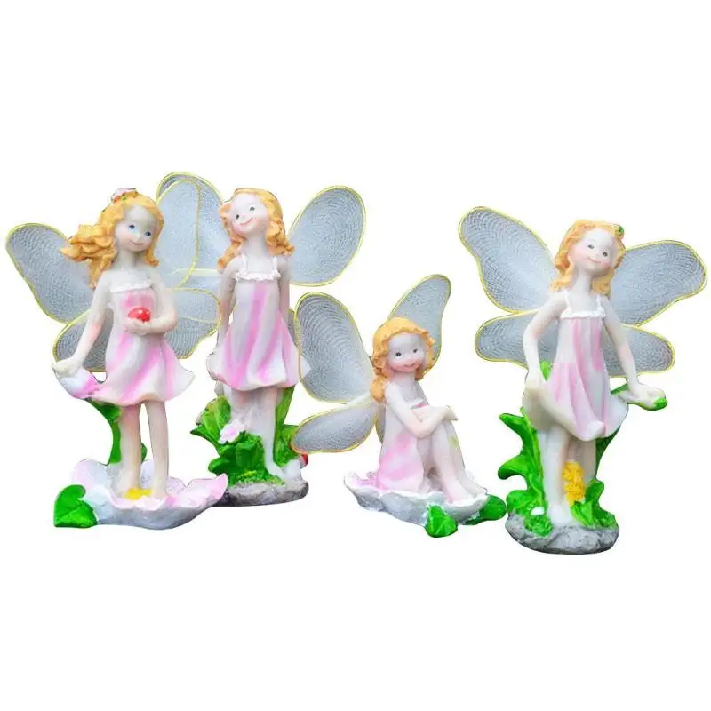 4pcs Miniature Ornament DIY Fairy Girls Potted Plant Decor Resin Handicraft Micro Landscape Accessories mini fairy