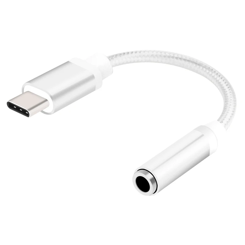 Популярный адаптер usb type-c для Xiaomi Mi 8 6 huawei Letv Leeco Le Max 2 S3 Pro 3 type C-jack 3,5 мм Кабель-адаптер для наушников - Цвет: sliver