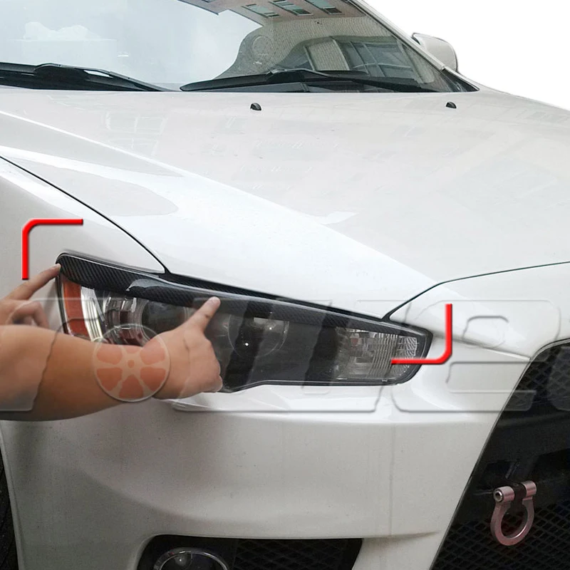

Lancer EVO Carbon Fiber Car Headlight Eyebrows Cover Trim Sticker for Mitsubishi 2008-2014