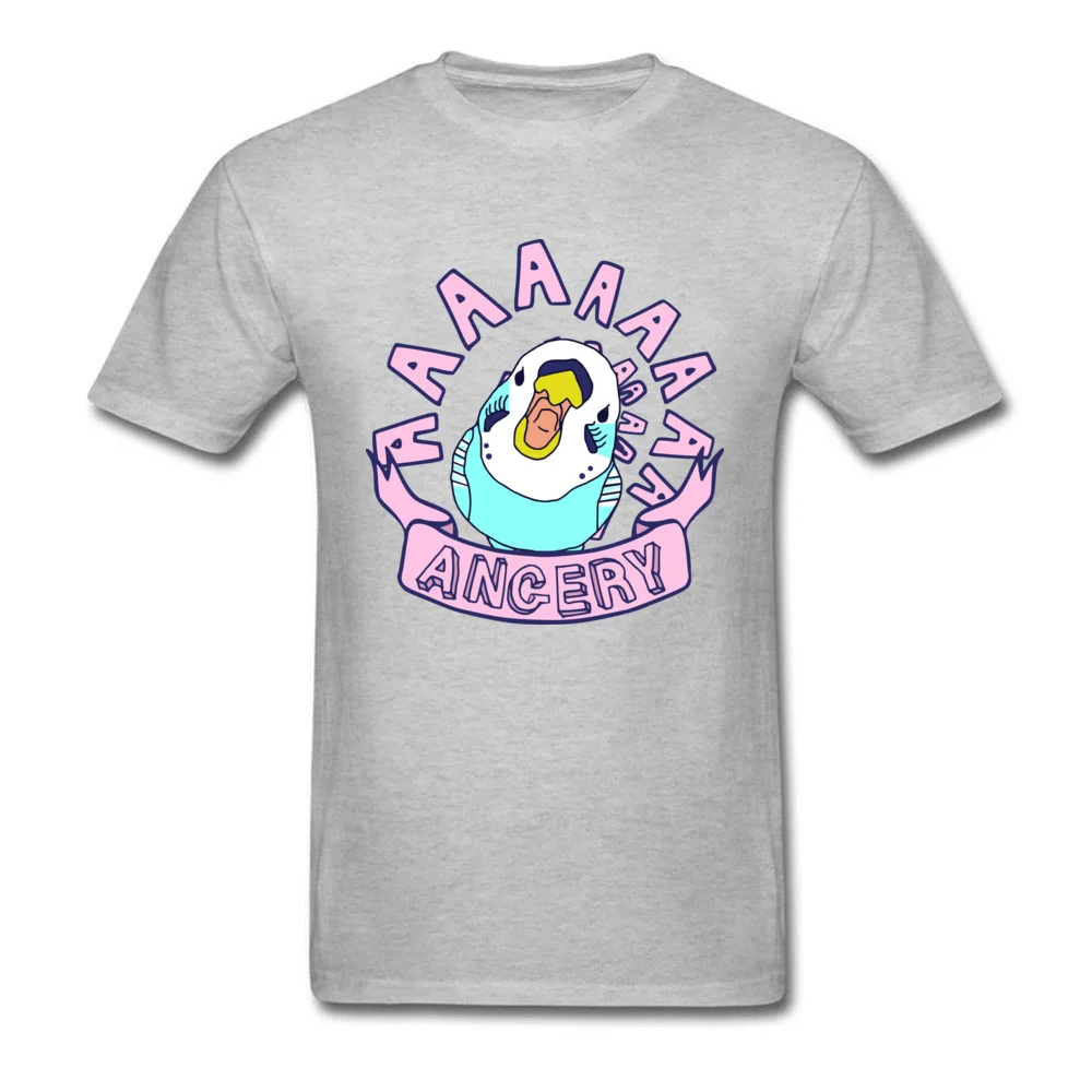 Tops T Shirt angery budgie VALENTINE DAY Short Sleeve Pure Cotton Round Collar Boy Tshirts Simple Style T Shirt Hip Hop angery budgie grey