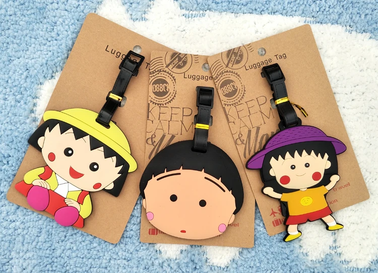 

Chi-bi Maruko luggage tag anime Chi-bi Maruko kimono figure PVC pendants suitcase decoration bag address ID