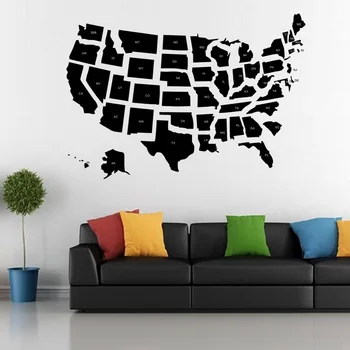 

World-American United States Map Silhouette Wall Art Stickers Wall Decal Home DIY Decoration