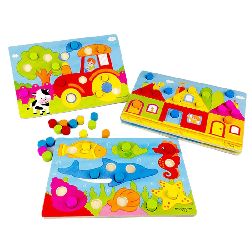 Hot wooden tangram jigsaw boards cartoon toys puzzle wood jigsaw kids