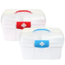 Safurance Plastic 2 Layers Home Medicine Chest First Aid Kit Holder Storage Box Emergency Kits Security Safety