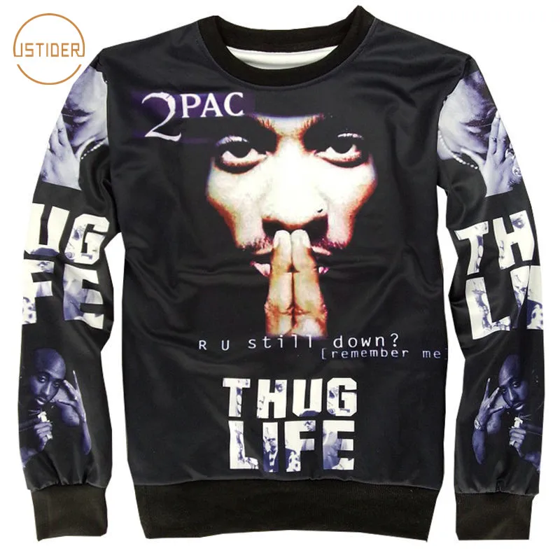 ISTider новые женские и мужские толстовки 3D Harajuku 2Pac Американский Гангстер рэп худи