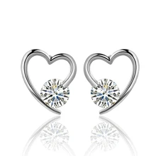 Серебряные серьги для женщин Новая мода ювелирные изделия простое сердце Мода посеребренные серьги zzmzbl