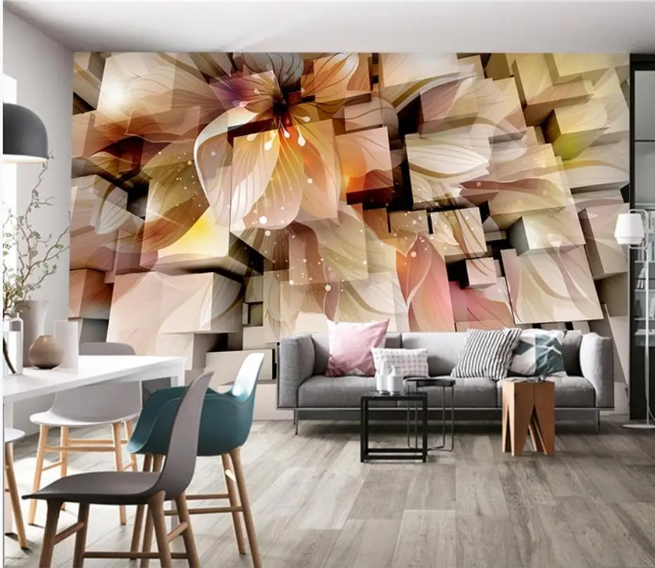 

3D fantasy flower living room TV background wall decoration painting modern wallpaper for living room