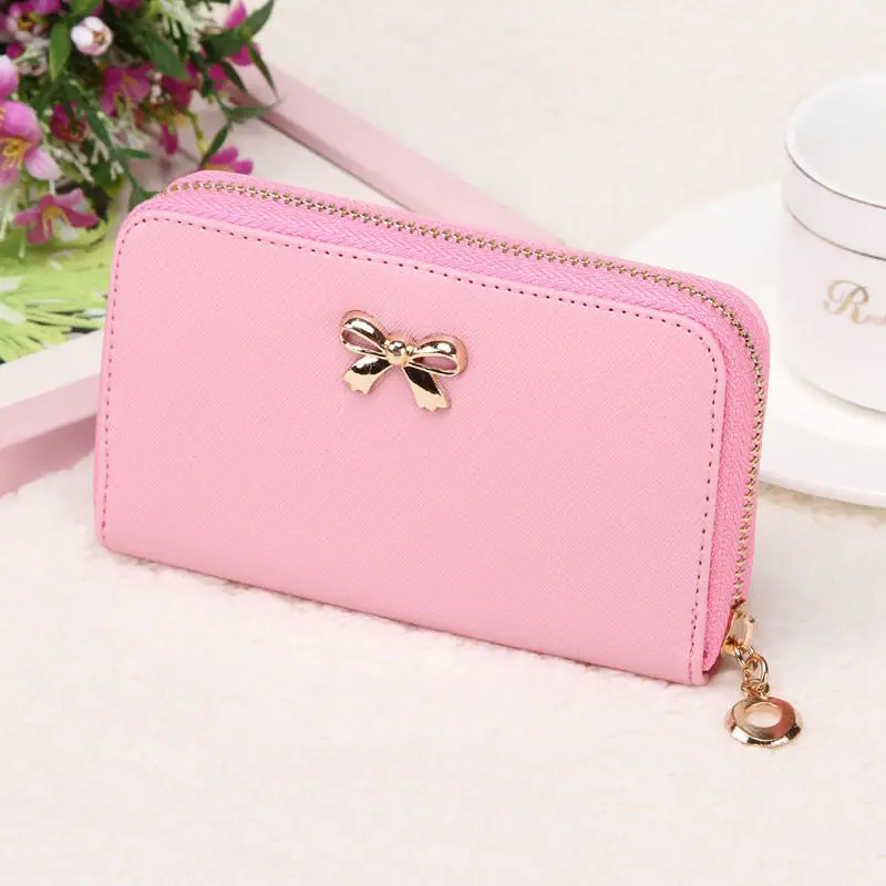 Cute Bowknot Purse Solid Wearable Short Wallet Handbag Women's wallet clutch portfel cuzdan billetera carteira 40MA1401