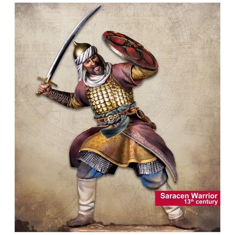 Неокрашенный комплект 1/24 75 мм Saracen Warrior статуэтка солдата из смолы миниатюрный