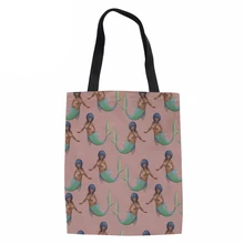 Складная сумка для покупок Женская Русалочка печатных магазин Экологически чистая сумка женские повседневные хлопковые сумочки для женщин Холщовая Сумка Многоразовые