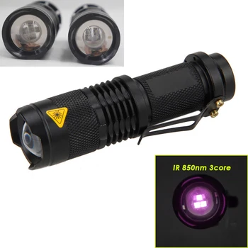 

IR Tactical Hunting Flashlight 3W 850nm 3core Zoomable Infrared Night Invisible light linternas Torch for AA / 14500 Battery