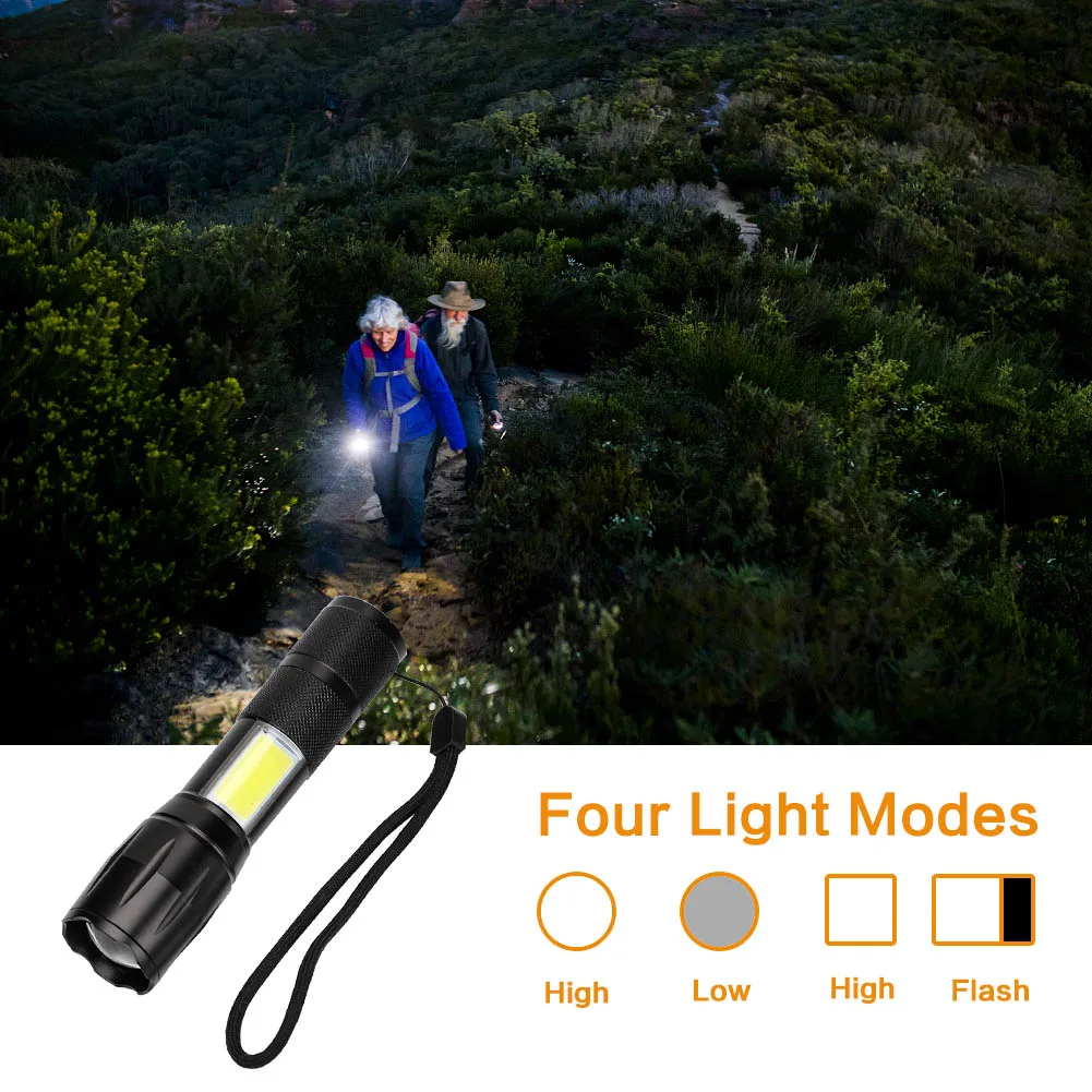 Zoomable CREE XM-L T6 COB светодиодный тактический фонарь COB фонарь, Рабочий фонарь, водонепроницаемый фонарь 18650, высокая яркость