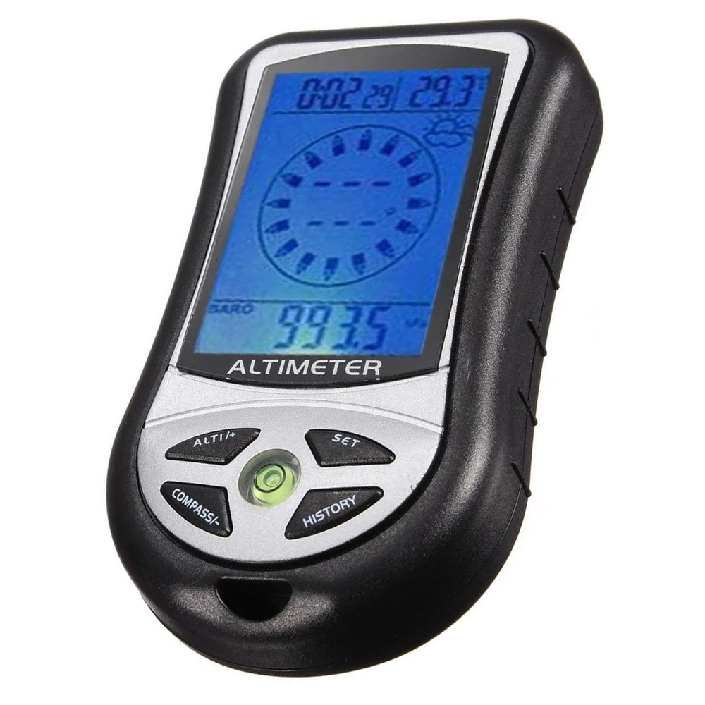 

Digital LCD Compass Altimeter 8 In 1 Barometer Thermometer Weather Forecast History Clock Calendar for Hiking Hunting