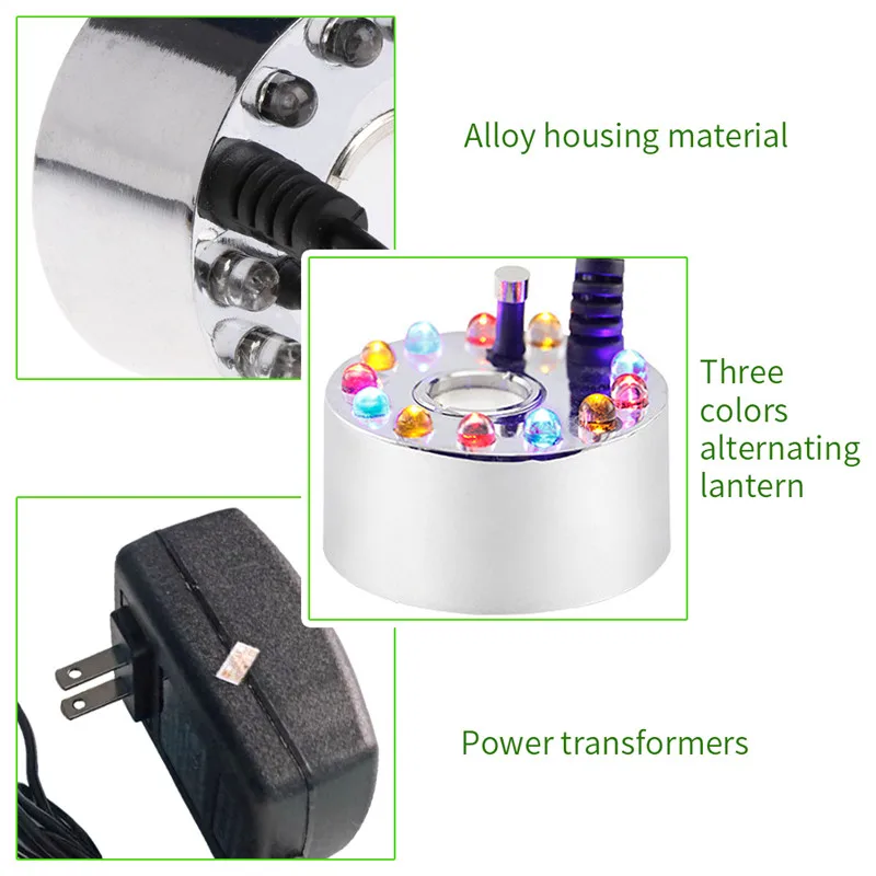 12 LED Ultrasonic Water Fountain Mist Maker Fogger Pond Atomizer Air Humidifier Transducer Nebulizer Machine With Transformer (3)