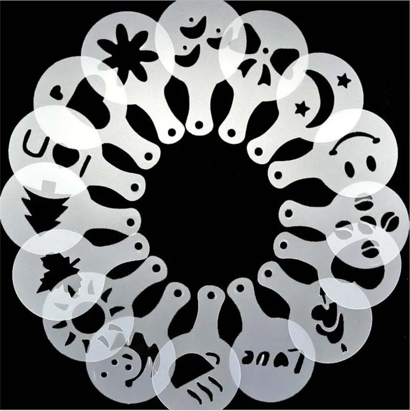 DealsOcean-16Pcs-Mold-Coffee-Milk-Cake-Cupcake-Stencil-Template-Coffee-Barista-Cappuccino-Template-Strew-Pad-Duster (1)