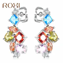ROXI горячая Распродажа цветные серьги с фианитом для женщин Серебряные серьги геометрической формы модные ювелирные изделия богемные сережки oorbellen