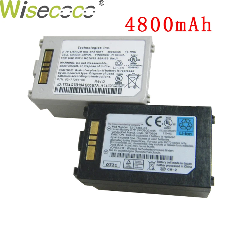 WISECOCO используется 4800 мАч 82-71364-06 батарея для Motorola Zebra Symbol MC70 MC7090 MC75 MC75A MC75A6 MC75A8 MC7596