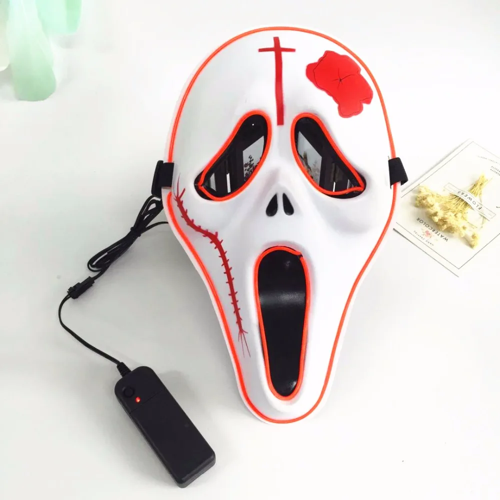 3V Steady On Driver EL Wire маска светится неоновым черепом Ghost LED для Хэллоуина вечеринки и