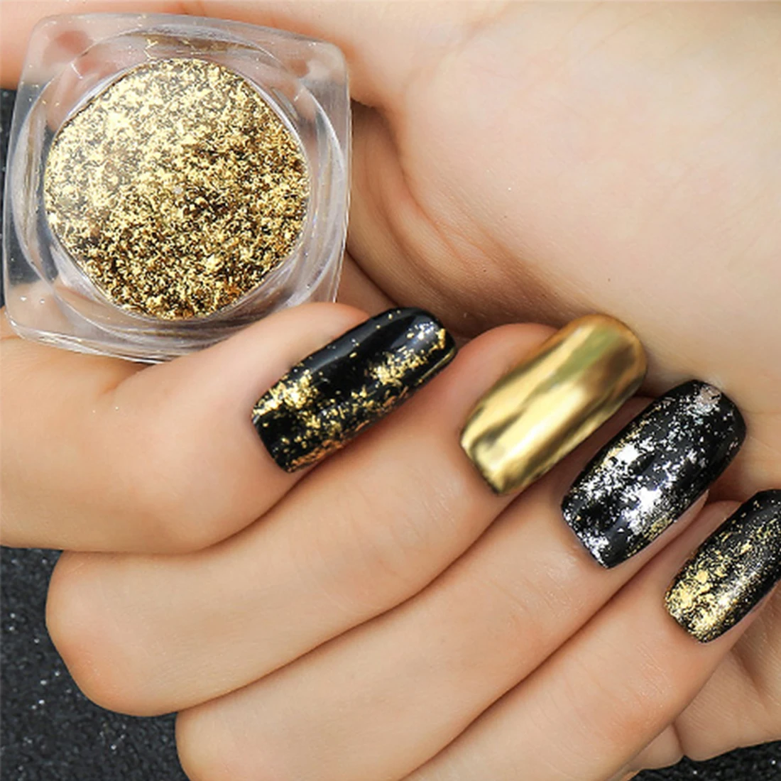 Silver Gold Flakes Nail Art Sequins Glitter 0 2g Aluminum Magic Use Eyeshadow Rub Pat To Pick The Powder And Ly It Onto Your Nails 3 Repeat Step Untill You Re Satisfied With Effect 4 Seal Uv Top Coat
