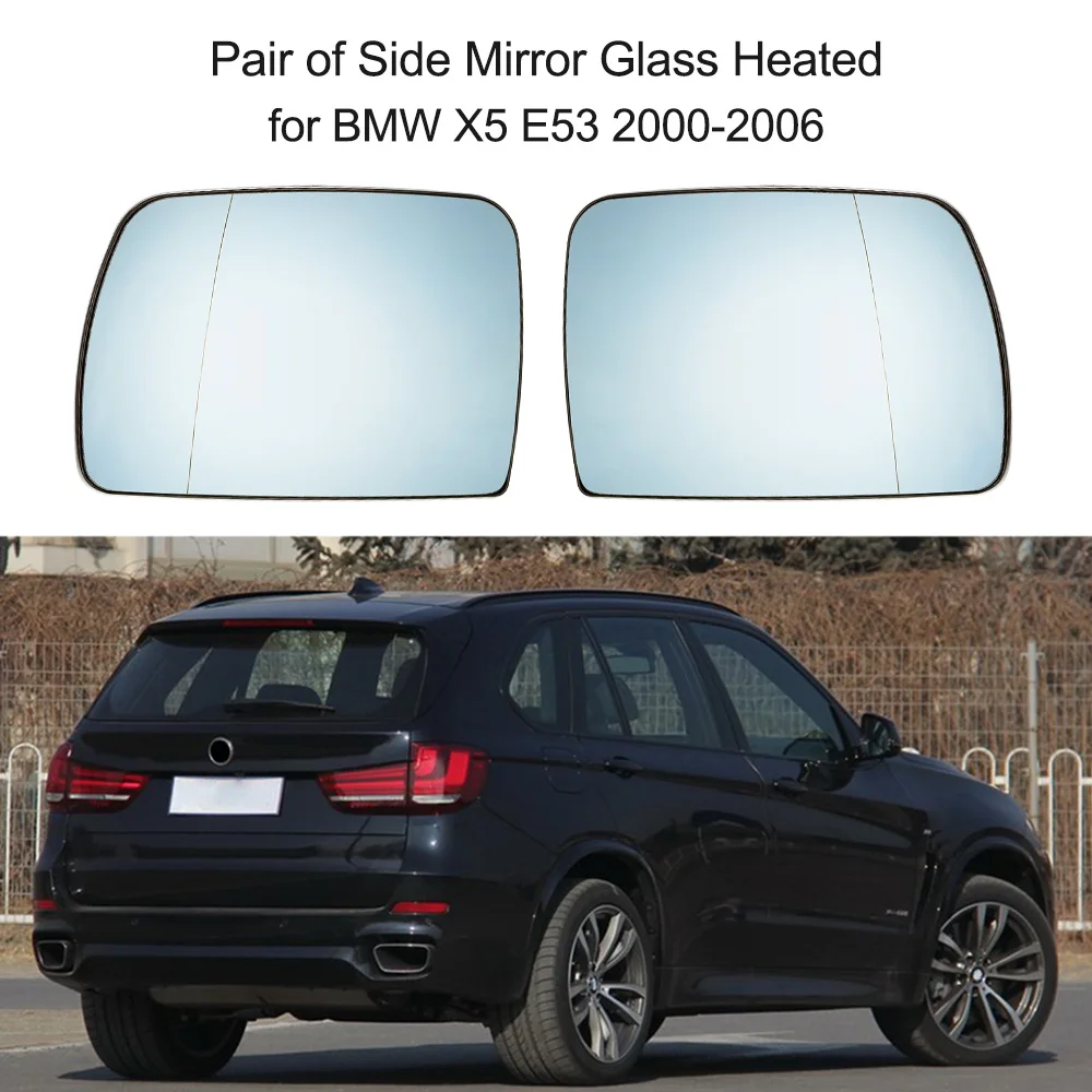 Pair of Side Mirror Glass Heated 51167039598 for BMW X5 E53 2000 2006